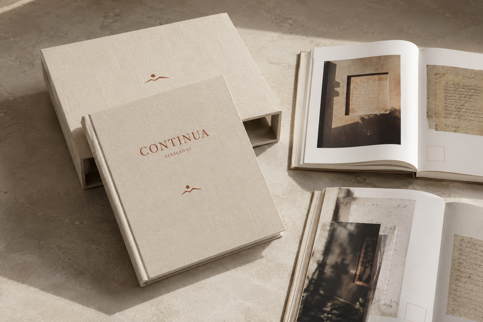 Livro de Legado CONTINUA, capa, estojo e páginas internas